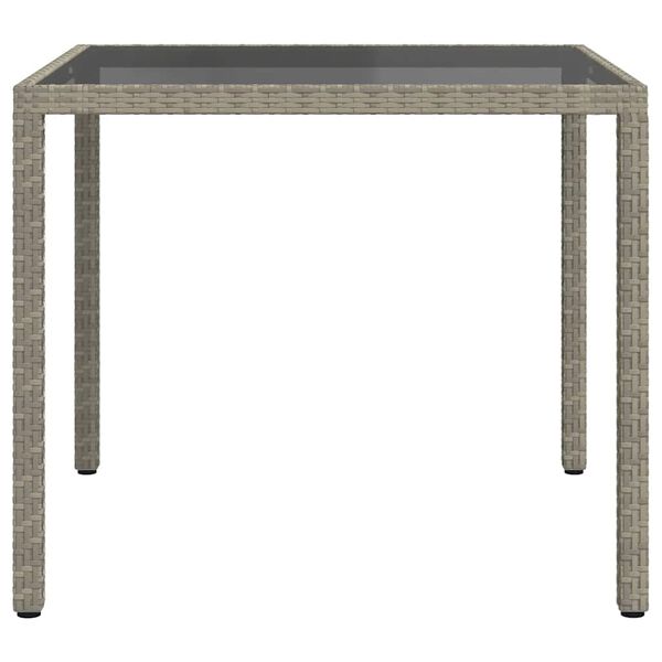 vidaXL Tavolo Giardino 90x90x75 cm Vetro Temperato e Polyrattan Grigio