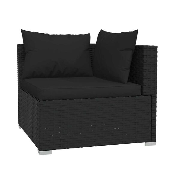 vidaXL Set Divani da Giardino 5 pz con Cuscini in Polyrattan Nero