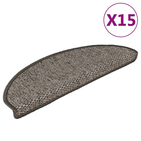 vidaXL Tappeti Adesivi per Scale Sisal 15pz 65x21x4cm Grigio e Beige