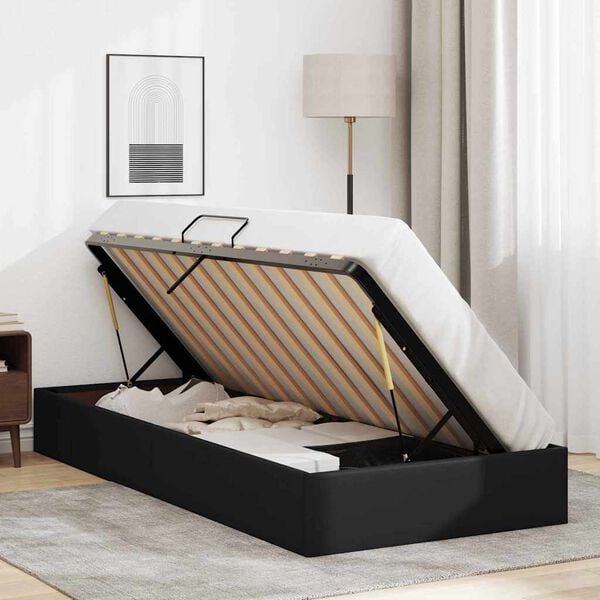 vidaXL Letto con Contenitore Nero 90 x 190 cm Pelle sintetica