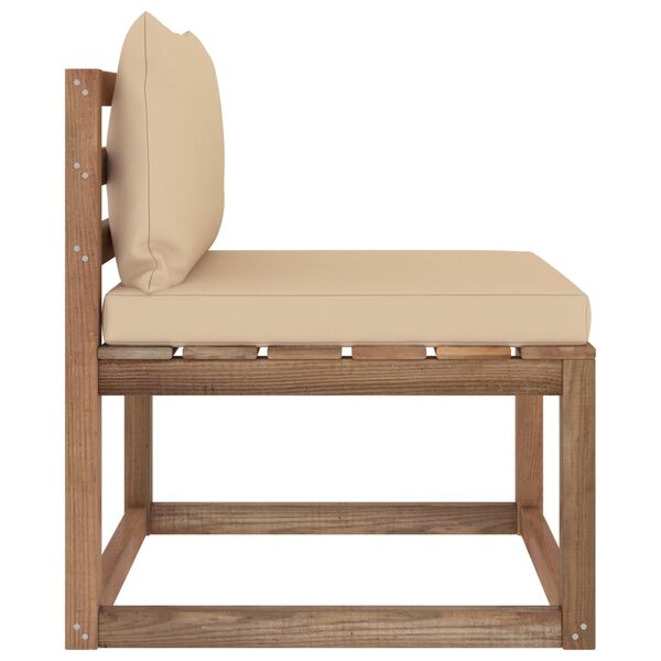 vidaXL Divano Centrale da Giardino su Pallet con Cuscini Beige