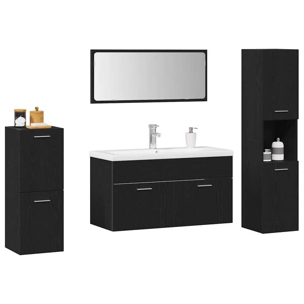 vidaXL Set di mobili per il bagno 5 pcs Rovere Nero Legno multistrato