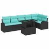 vidaXL Set Divano da Giardino 7 pz Nero Poly Rattan