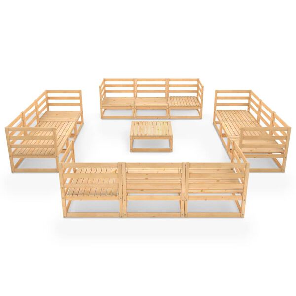 vidaXL Set Divani da Giardino 13 pz in Legno Massello di Pino