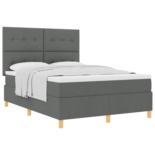 vidaXL Letto a molle con materasso Grigio scuro 160 x 200 cm Tessuto