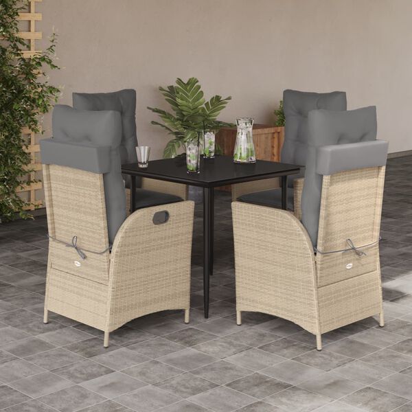 vidaXL Set da Pranzo da Giardino 5 pz con Cuscini Beige in Polyrattan