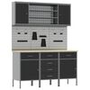 vidaXL Mobile da lavoro 7 pcs Nero Legno ingegnerizzato e acciaio