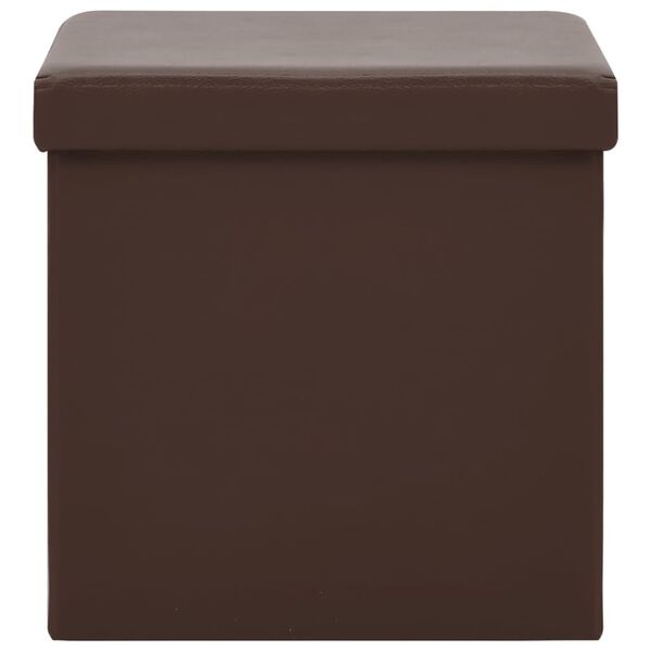 vidaXL Sgabelli con Contenitore Pieghevoli 2 pz Marroni in PVC