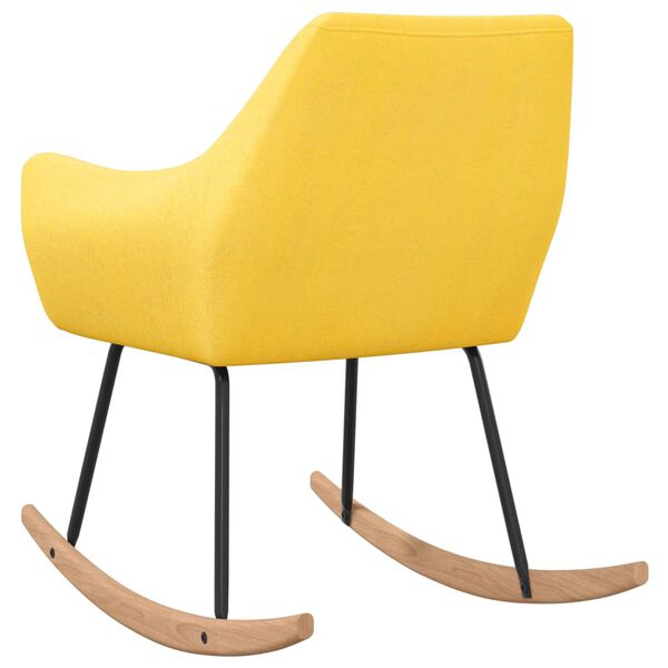 vidaXL Sedia a Dondolo Giallo Senape in Tessuto