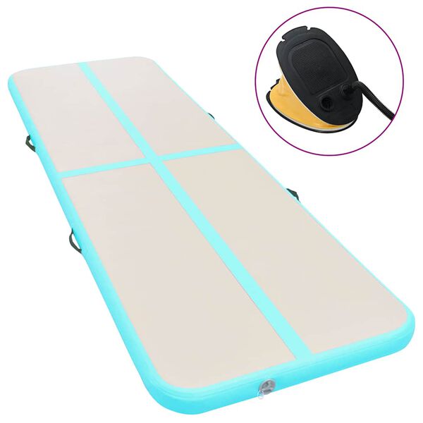 vidaXL Tappetino Ginnastica Gonfiabile e Pompa 400x100x10 cm PVC Verde