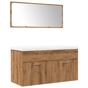 vidaXL Set Mobili da Bagno 3 pz Rovere Artigianale Legno Multistrato