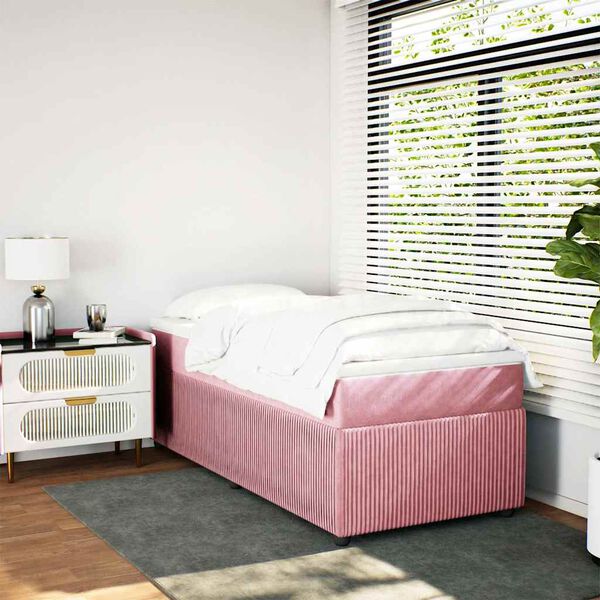 vidaXL Giroletto a Molle con Materasso Rosa 90x190 cm in Velluto