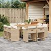 vidaXL Set da Pranzo da Giardino 9 pz con Cuscini Beige in Polyrattan