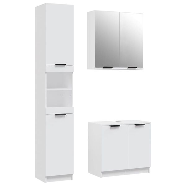 vidaXL Set di Mobili da Bagno 3 pz Bianco in Legno Multistrato