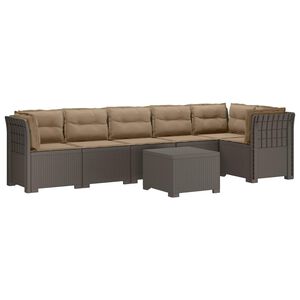 vidaXL Divano da Giardino 6 Posti con Cuscini Aspetto Rattan PP