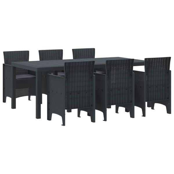 vidaXL Set da Pranzo per Giardino 7 pcs Antracite Rattan Polt