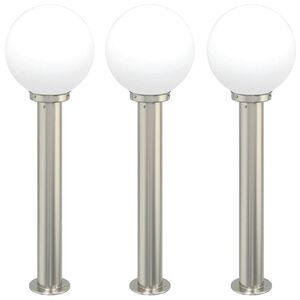 vidaXL Lampioni a palo 3 pz 80 cm Acciaio Inox IP44