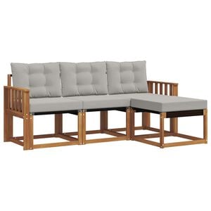 vidaXL Set di divani da esterno 4 pcs Grigio Naturale e Chiaro
