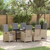 vidaXL Set da Pranzo per Giardino con cuscino 7 pcs Beige polyrattan