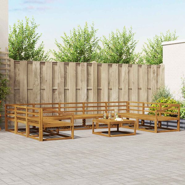 vidaXL Set di divani da esterno 10 pcs Naturale