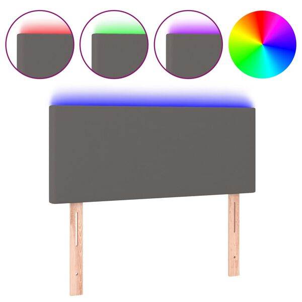 vidaXL Testiera Grigia a LED 80x5x78/88 cm in Similpelle