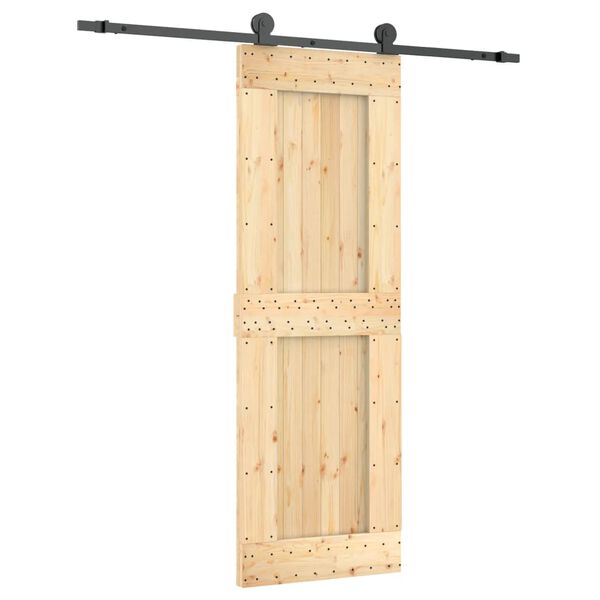 vidaXL Porta Scorrevole con Set Hardware 70x210 cm Legno Massello Pino