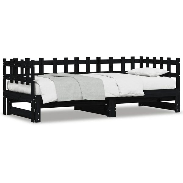 vidaXL Dormeuse Estraibile Nera 2x(90x190) cm Legno Massello di Pino