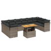 vidaXL Set Divani da Giardino 11 pz con Cuscini in Polyrattan Grigio