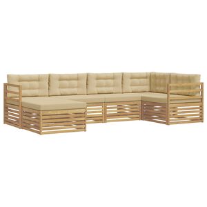 vidaXL Set di divani da esterno 6 pcs Bianco e Beige Poliestere