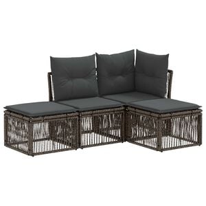 vidaXL Set Divano da Giardino 4 pcs Grigio polyrattan