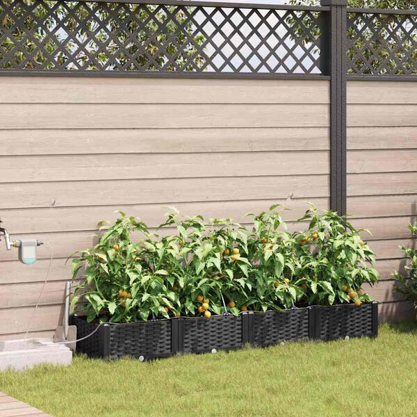 vidaXL Vaso da giardino 4 pcs Nero Acciaio