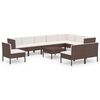 vidaXL Set Divani da Giardino 11 pz con Cuscini in Polyrattan Marrone