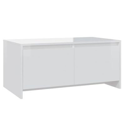 vidaXL Tavolino da Salotto Bianco Lucido 90x50x41,5 cm in Truciolato