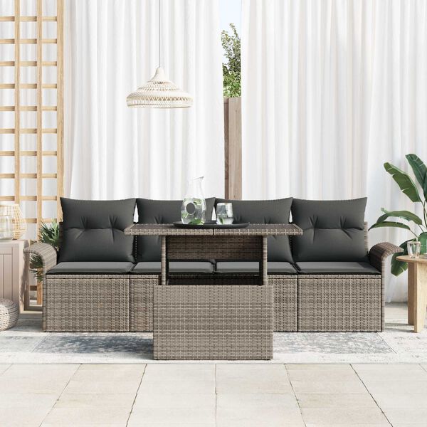 vidaXL Set Divano da Giardino 5 pcs Grigio Rattan in Polipropilene