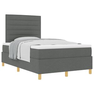 vidaXL Letto a molle con testiera Grigio scuro 120 x 190 cm Tessuto