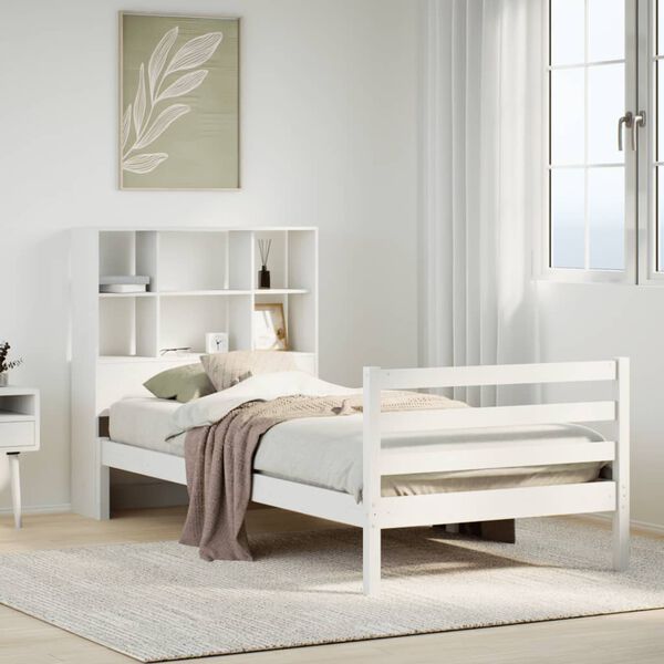 vidaXL Letto Libreria senza Materasso Bianca 90x200 cm Legno di Pino