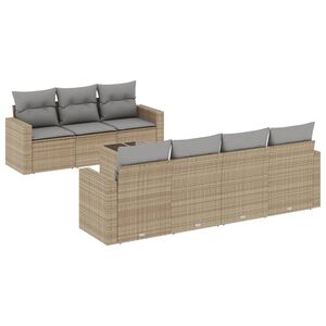 vidaXL Set Divano da Giardino 8 pz con Cuscini Beige in Polyrattan