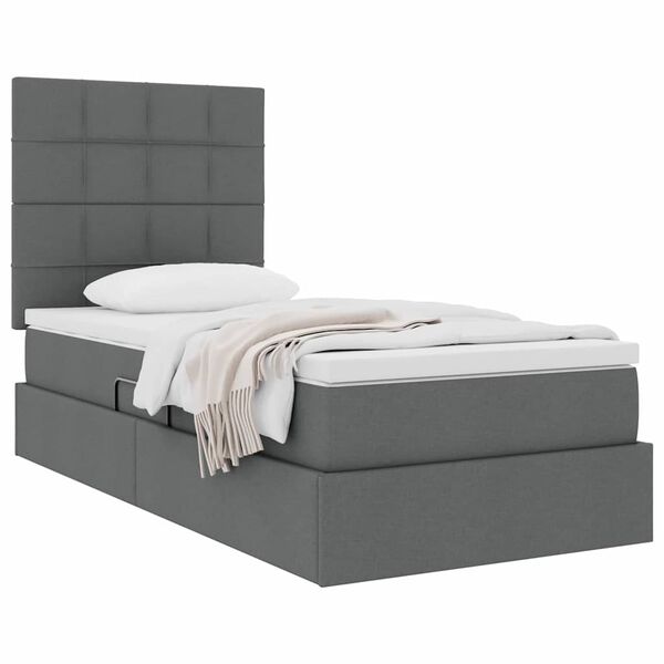 vidaXL Letto con contenitore e materasso Grigio scuro 100 x 200 cm