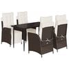 vidaXL Set da Pranzo da Giardino 5pz con Cuscini in Polyrattan Marrone