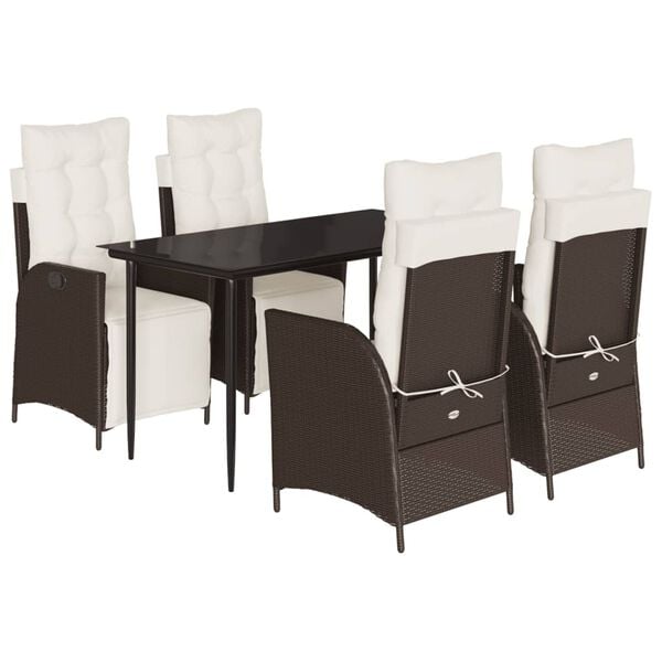 vidaXL Set da Pranzo da Giardino 5pz con Cuscini in Polyrattan Marrone