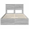 vidaXL Letto con Contenitore con testiera Grigio Sonoma 135 x 190 cm