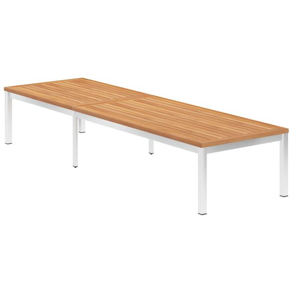 vidaXL Sdraio con Cuscino in Legno Massello di Teak e Acciaio Inox