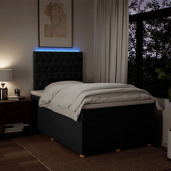 vidaXL Giroletto a Molle con Materasso Nero 120x190 cm in Tessuto