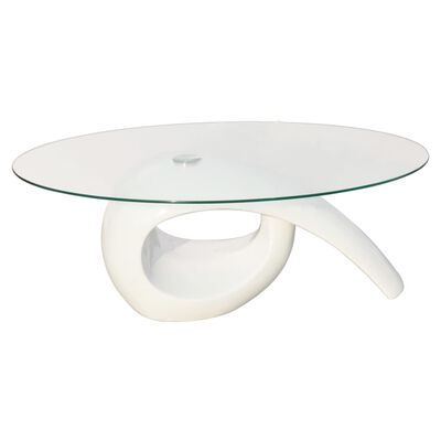 vidaXL Tavolino da Caffè con Ripiano Ovale in Vetro Bianco Lucido