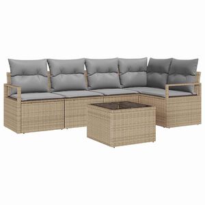 vidaXL Set Divano da Giardino 6 pcs Beige e Grigio Chiaro polyrattan