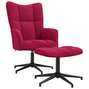 vidaXL Poltrona Relax con Poggiapiedi Rosso Vino in Velluto
