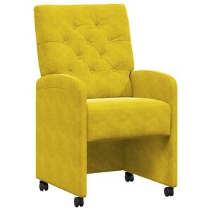 vidaXL Sedie da Pranzo con Ruote 2 pcs Giallo 58 x 67 x 97 cm Velluto