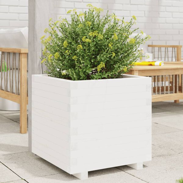 vidaXL Fioriera da Giardino Bianca 60x60x49,5cm Legno Massello di Pino