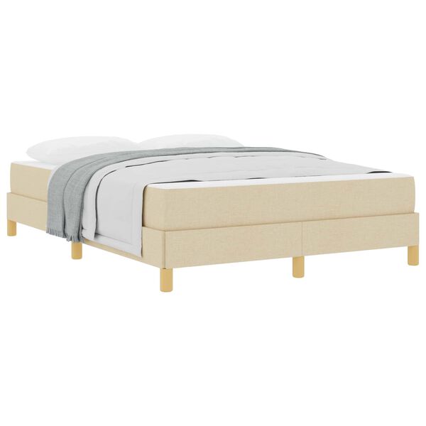 vidaXL Letto a molle con materasso Crema 140 x 190 cm Tessuto