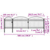 VidaXL Cancello da Giardino ad Arco in Acciaio 2x5 m Nero